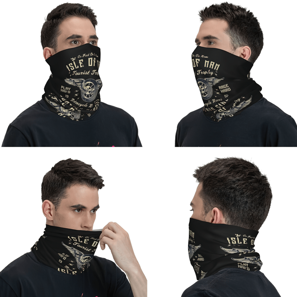 Black Motorcycle Print Neck Gaiter and Face Cover