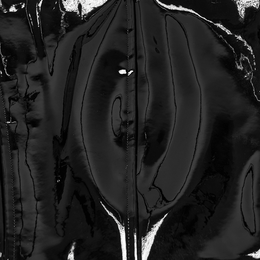 Black Patent Leather Techwear Mini Skirt with Buckles