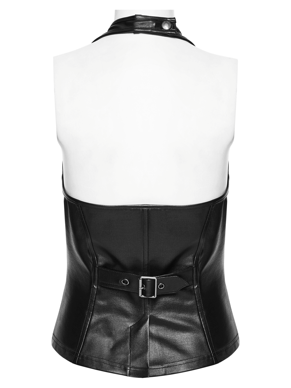 Black Punk Halter Vest with Studded Strap Panels