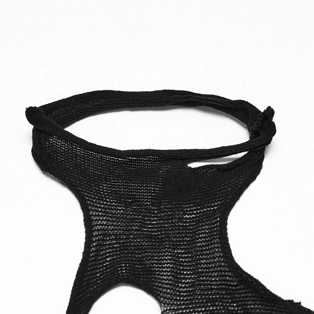 Black Punk Ripped Crop Top with Detachable Chains
