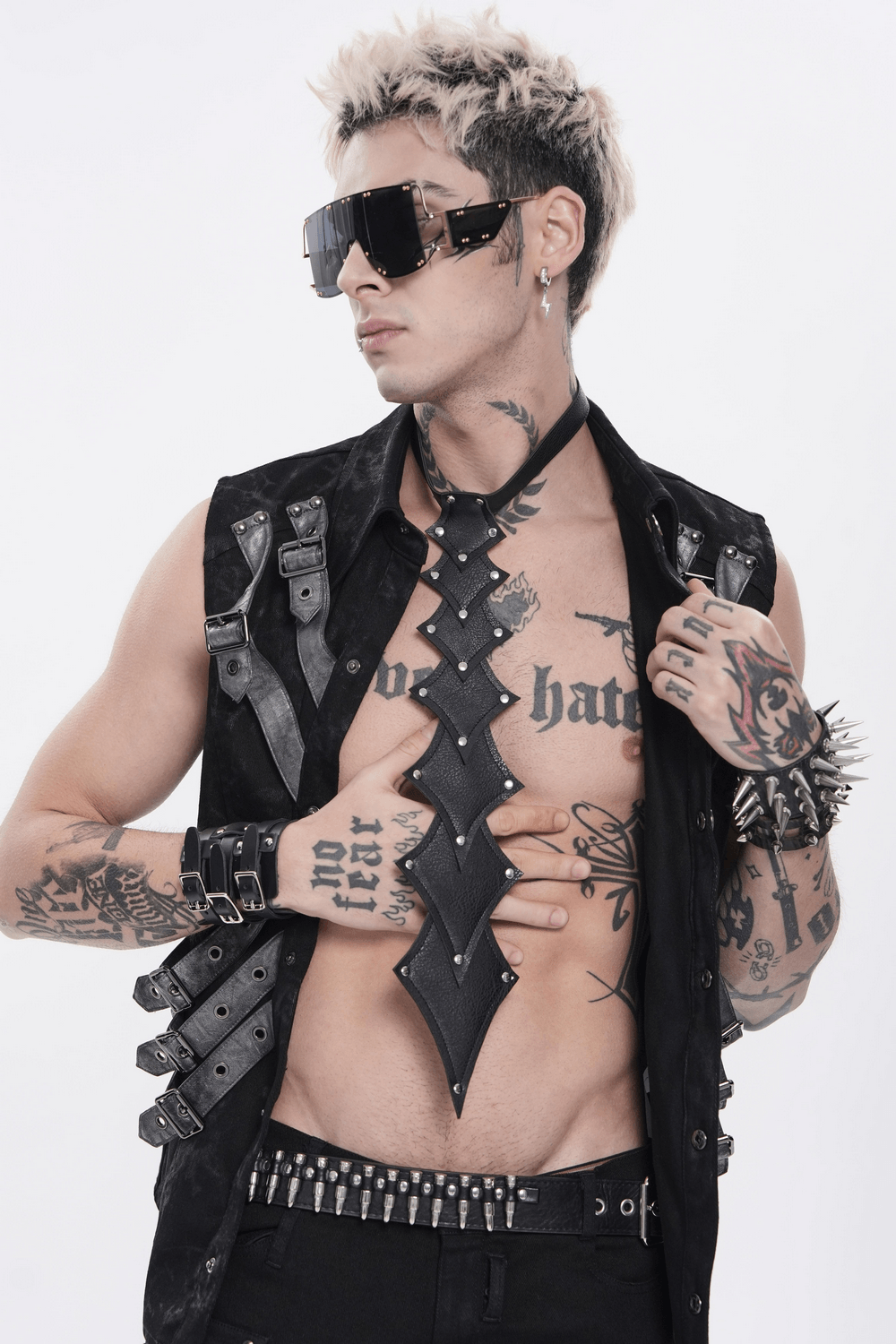 Black Rivet Gothic Choker Body Harness Neckwear
