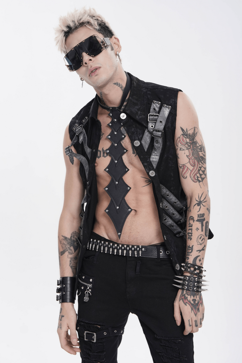 Black Rivet Gothic Choker Body Harness Neckwear