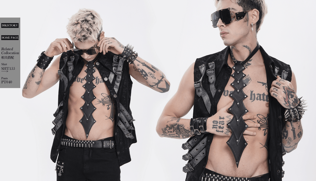 Black Rivet Gothic Choker Body Harness Neckwear