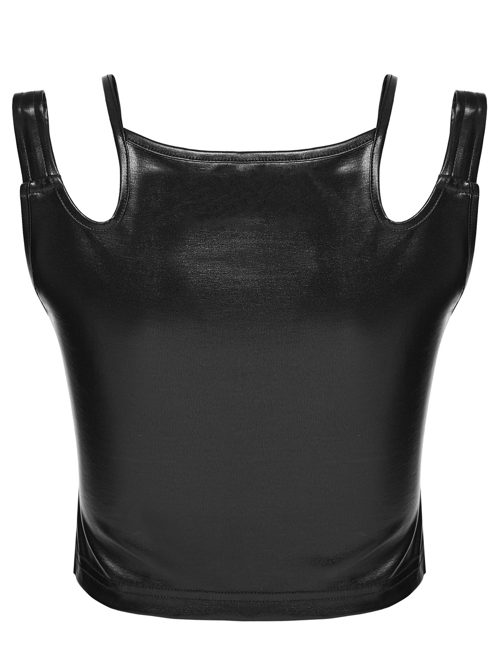 Black Rubberized Punk Techwear Crop Top Women