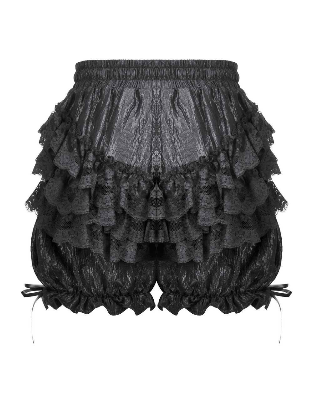 Black Ruffle Lace Bloomers Shorts with Tying Ribbons Detail