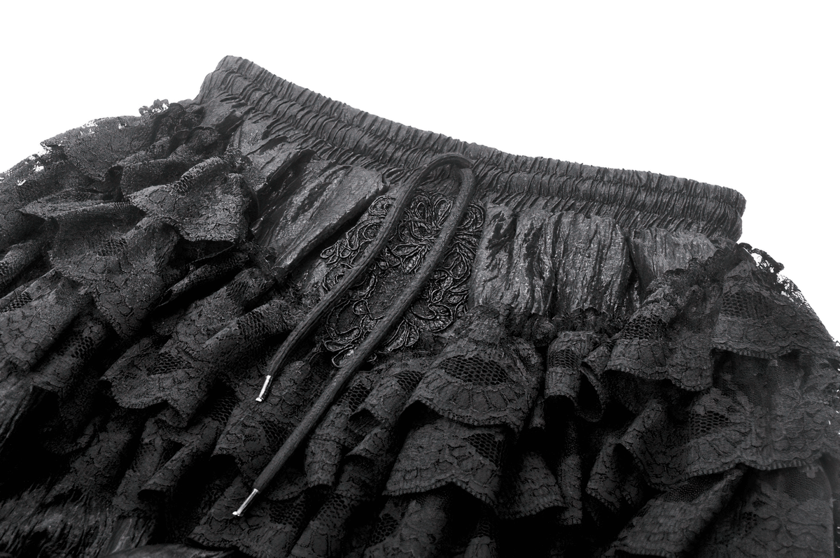 Black Ruffle Lace Bloomers Shorts with Tying Ribbons Detail