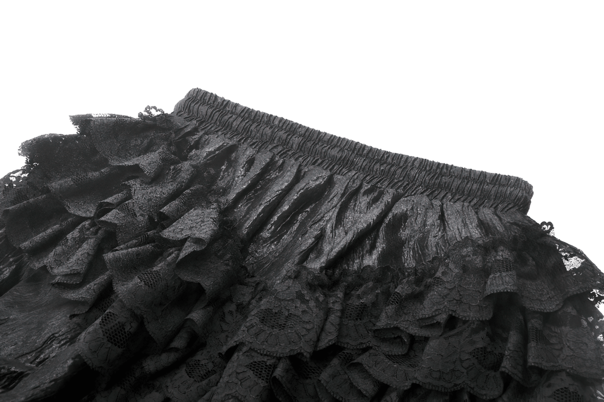Black Ruffle Lace Bloomers Shorts with Tying Ribbons Detail