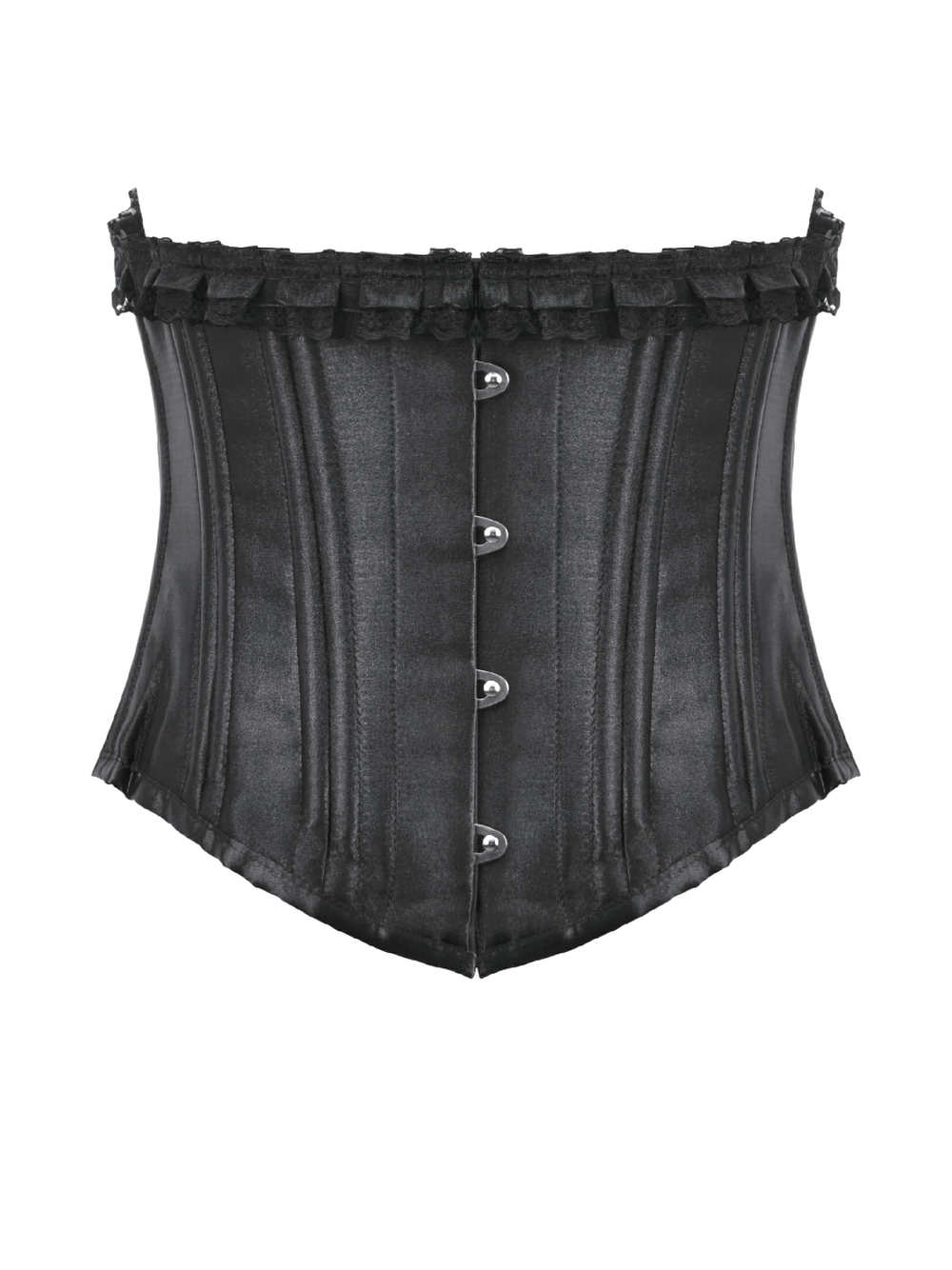 Black Satin Underbust Corset with Front Busk Closure