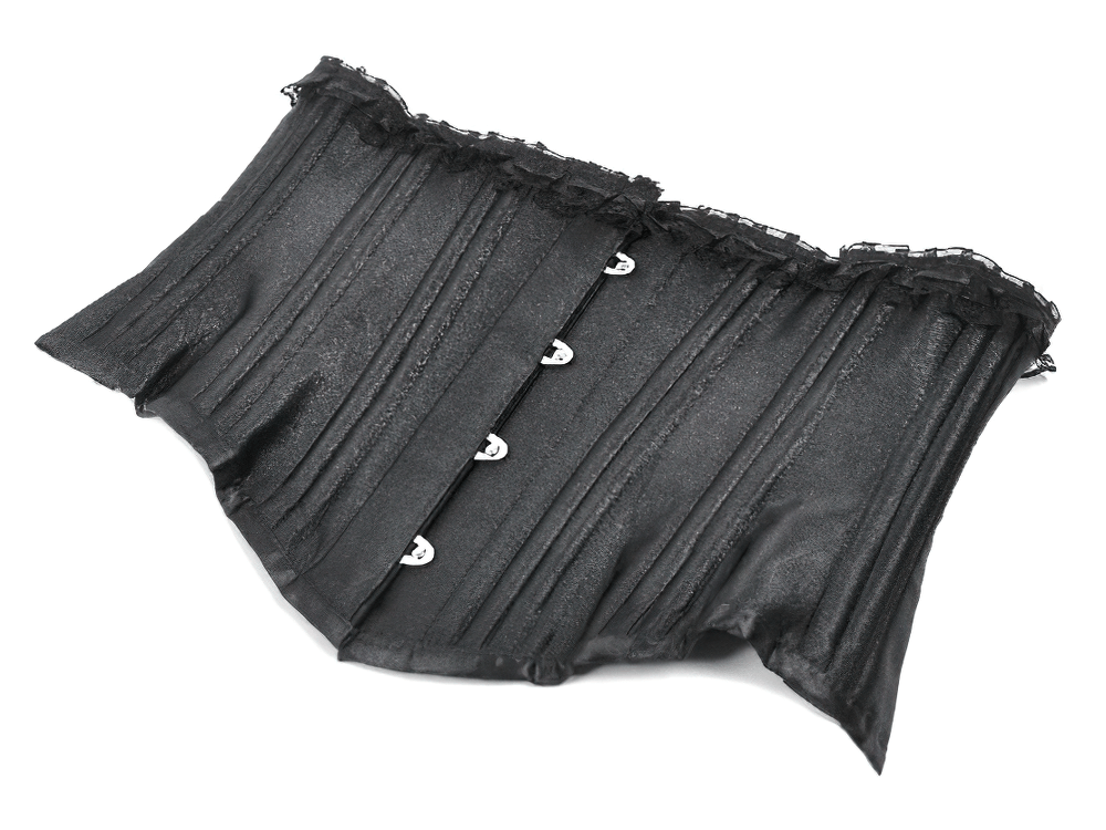 Black Satin Underbust Corset with Front Busk Closure