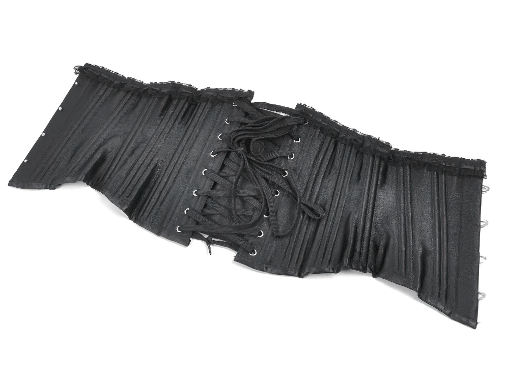 Black Satin Underbust Corset with Front Busk Closure