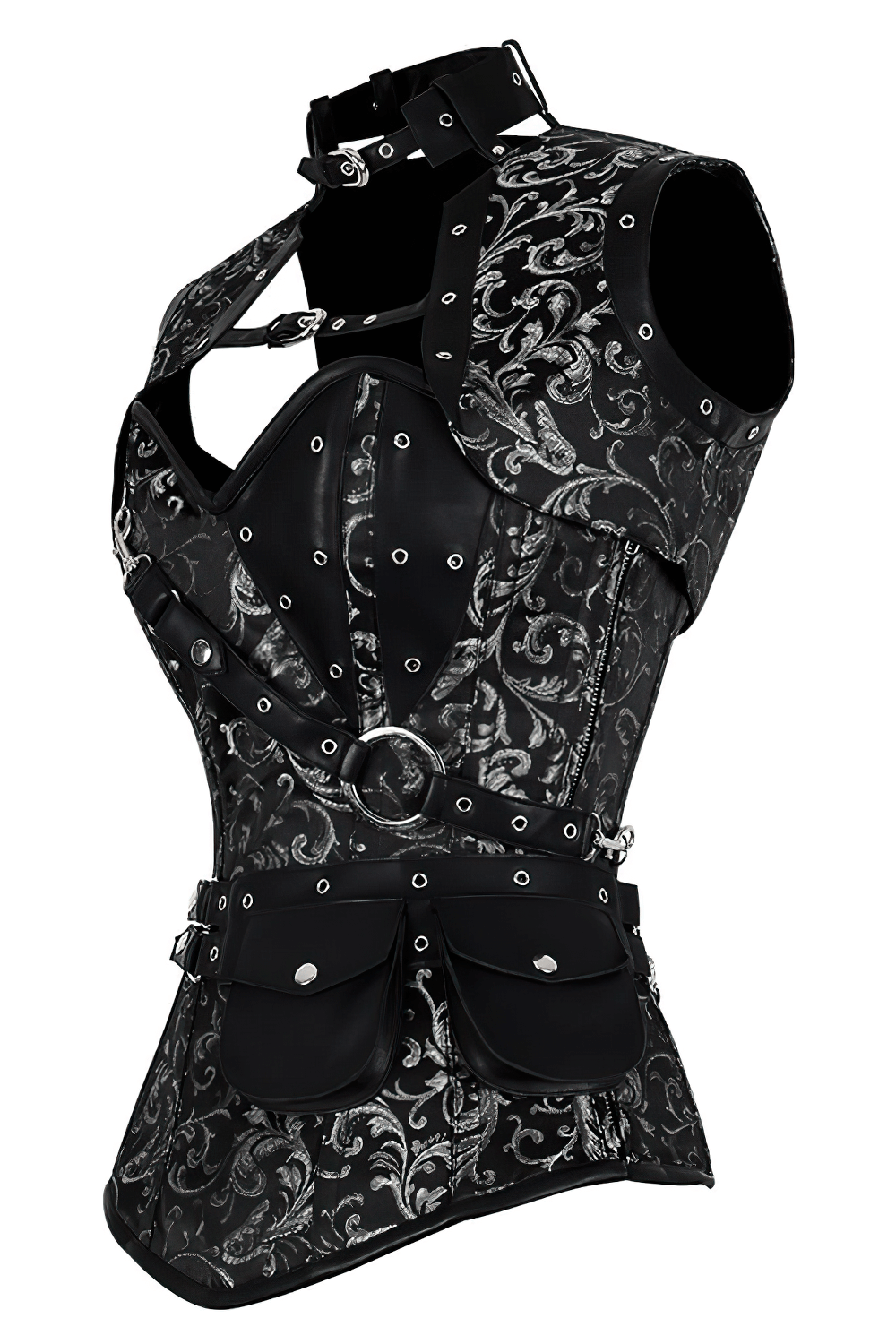 Black Steampunk Overbust Corset with Shrug Outfit