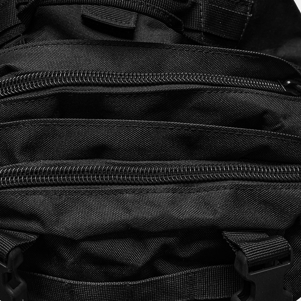 Black Tactical Backpack with Webbing and Pouches