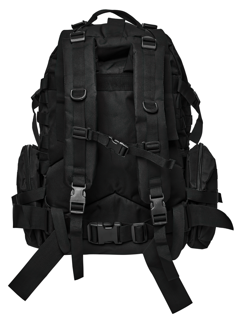 Black Tactical Backpack with Webbing and Pouches