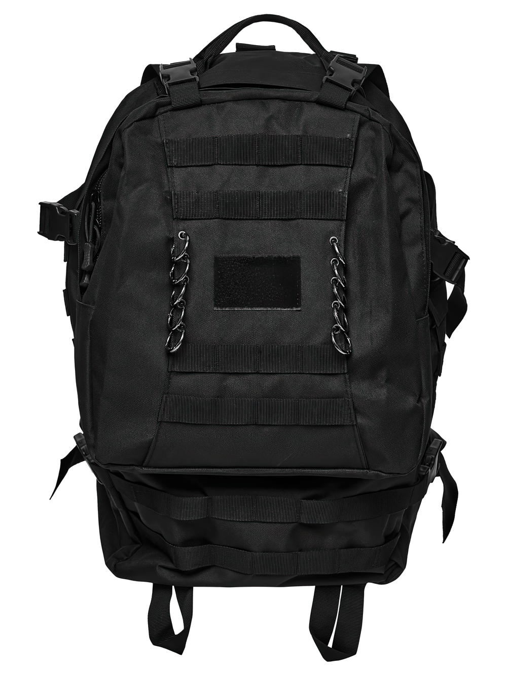 Black Tactical Backpack with Webbing and Pouches