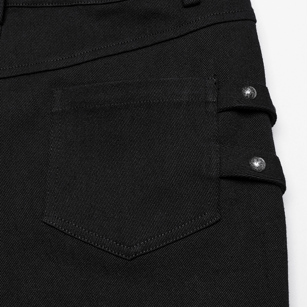 US SALE of Black Techwear Trousers with Rubber Patch Details