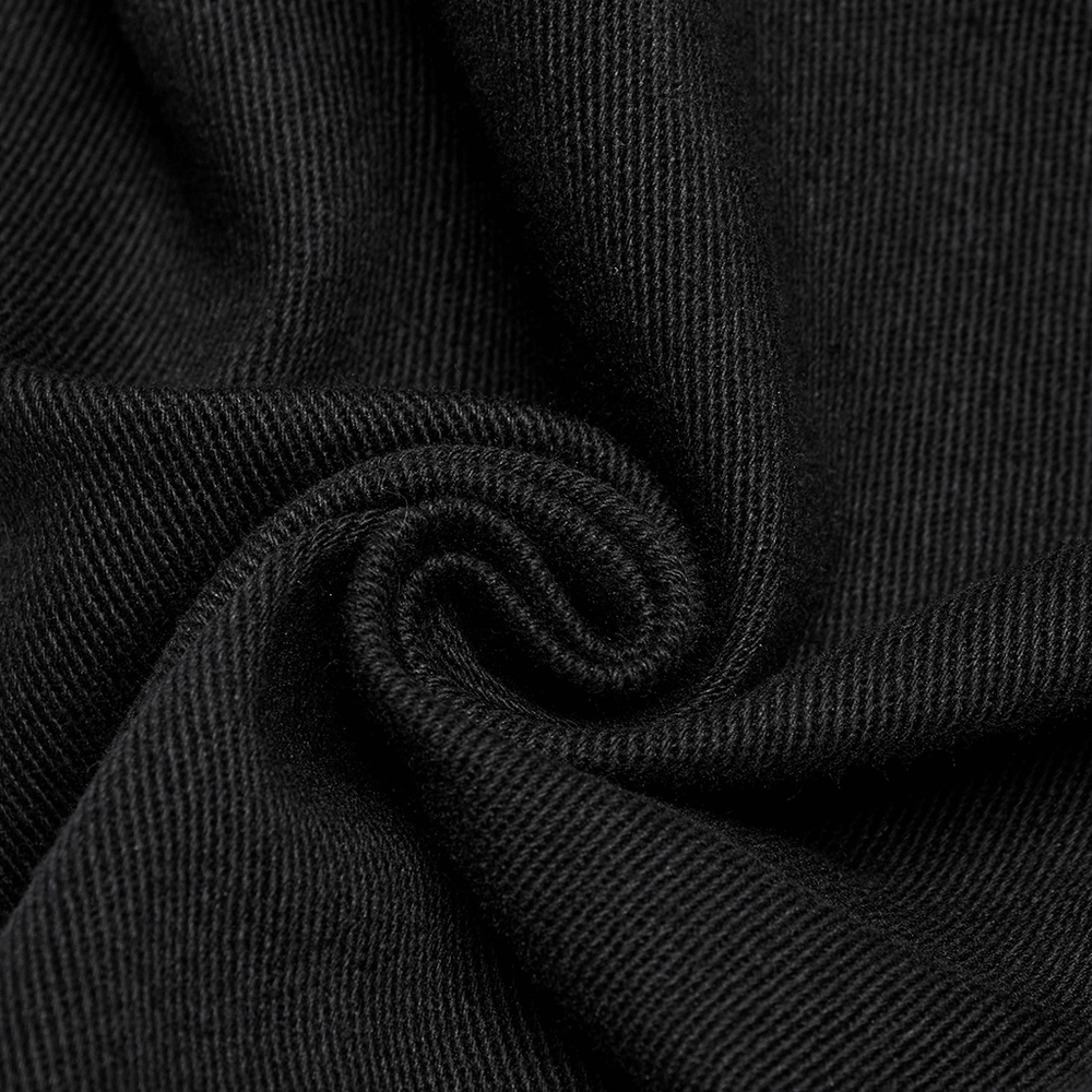 US SALE of Black Techwear Trousers with Rubber Patch Details