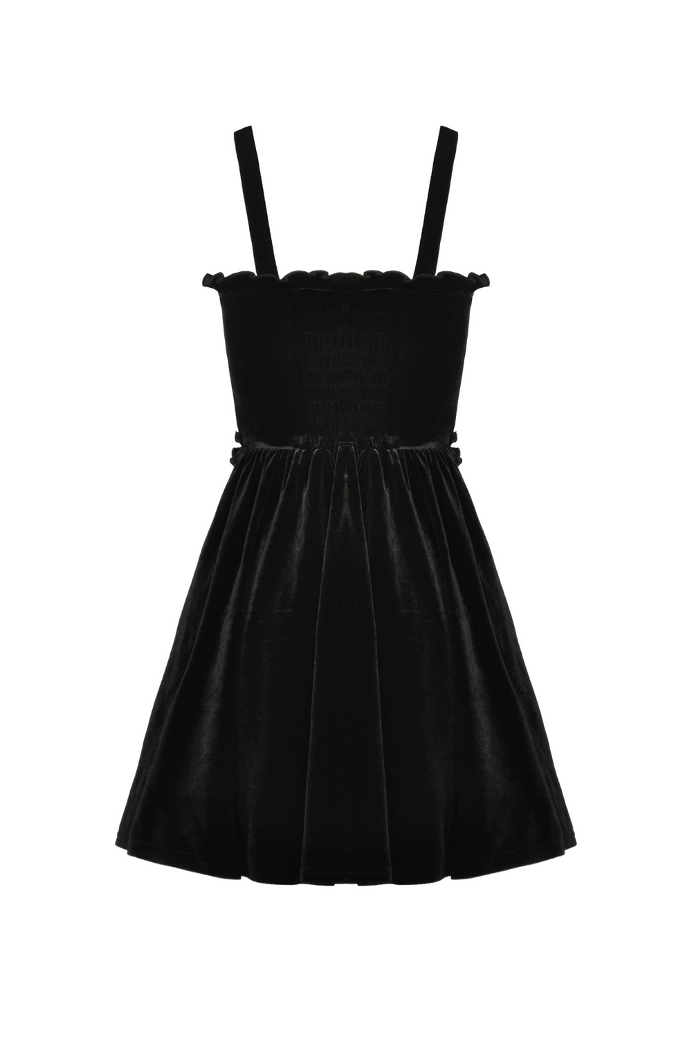 Black Velvet Gothic Mini Dress with Cross Detail