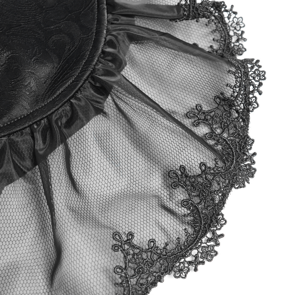 Black Velvet Gothic Top with Corset Front and Lace Sleeves