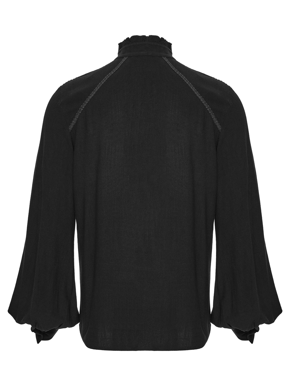 Black Victorian Embroidered Shirt with Lantern Sleeves