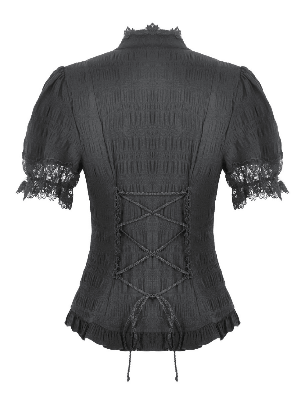 Black Victorian Gothic Blouse with Lace Sleeves