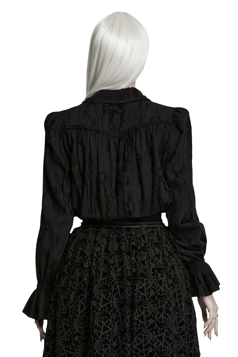 Black Victorian Gothic Ruffle Lace-Up Women's Shirt