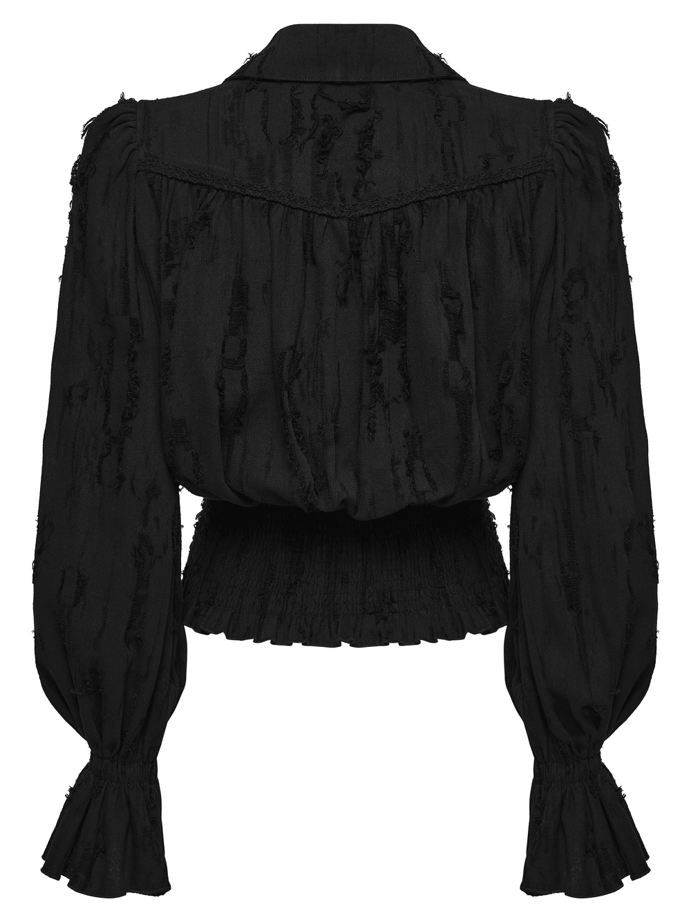 Black Victorian Gothic Ruffle Lace-Up Women's Shirt