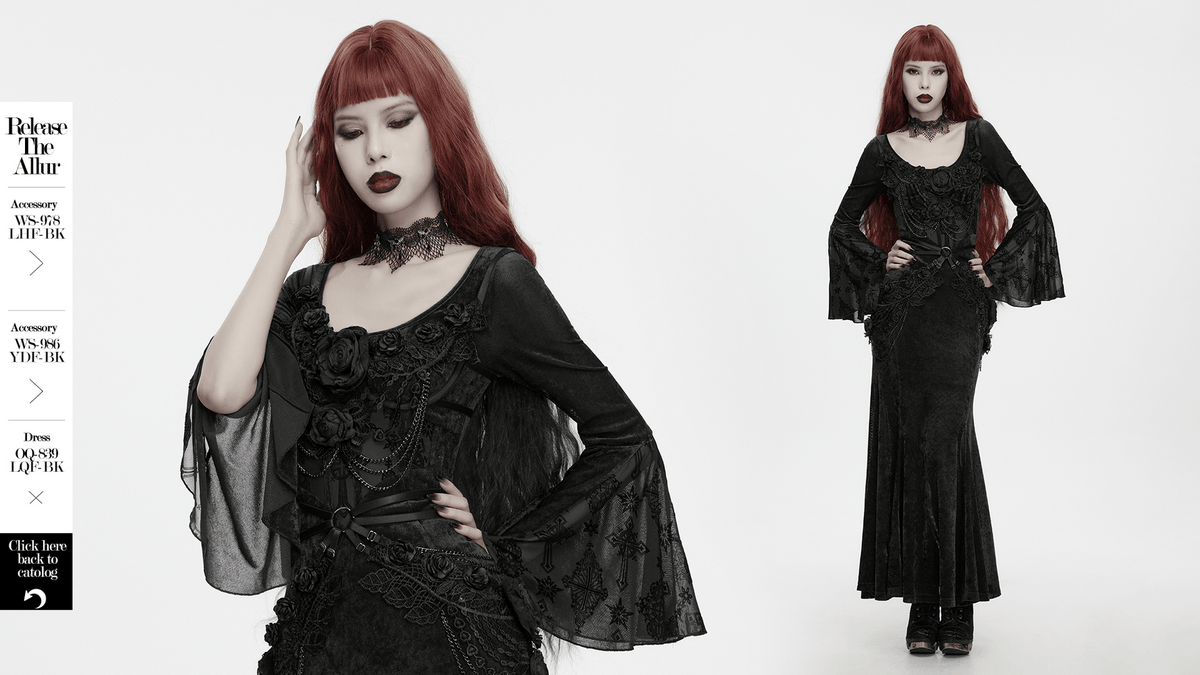 Bloody Rose Goth Lace Chain Bralet with Floral Detail