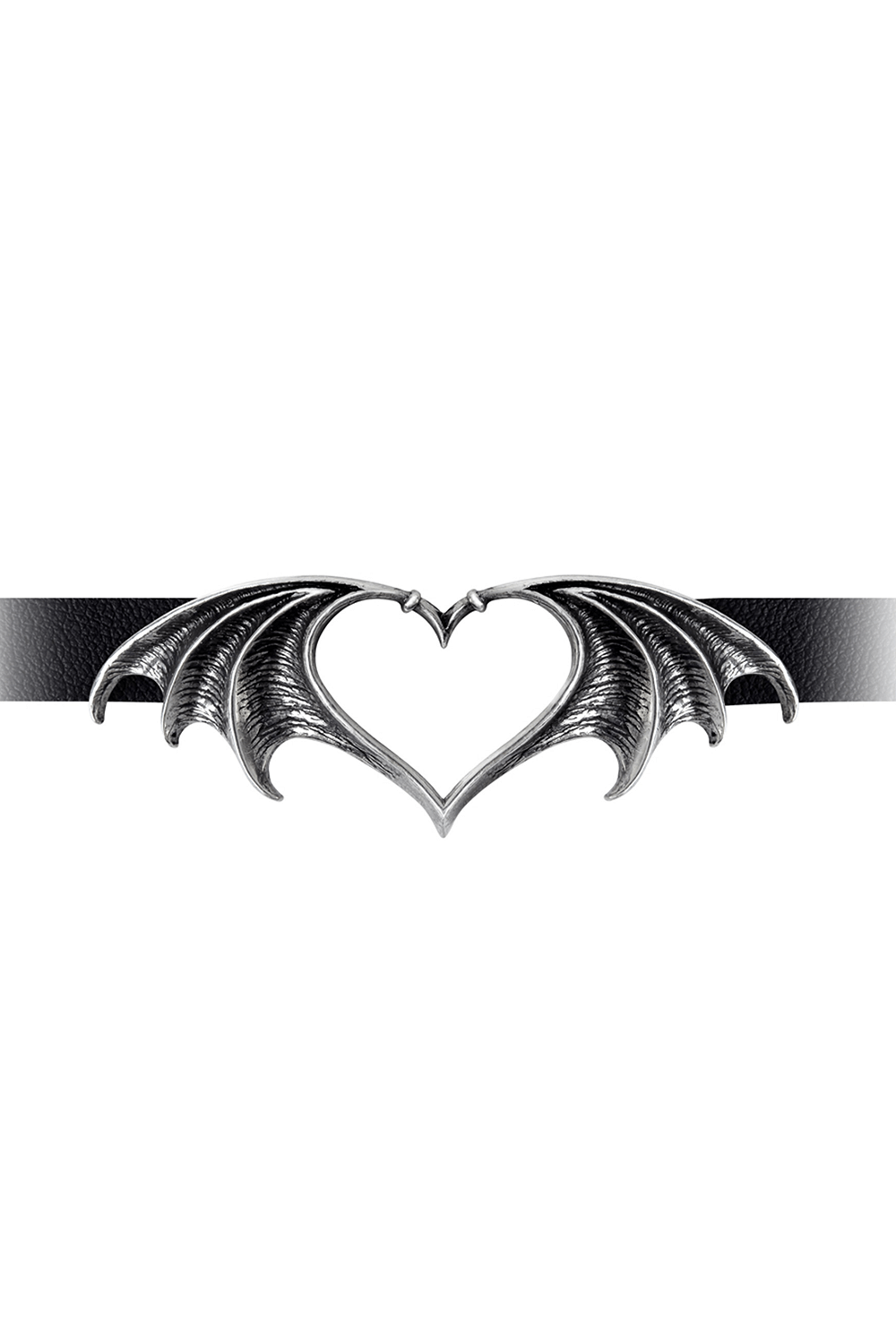 Bold Bat-Winged Heart Choker with Pewter Detailing