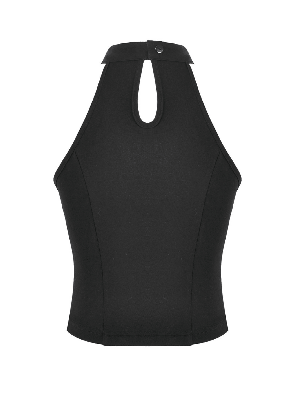 Bold Halter Crop Top with Fishnet Buckle Detail