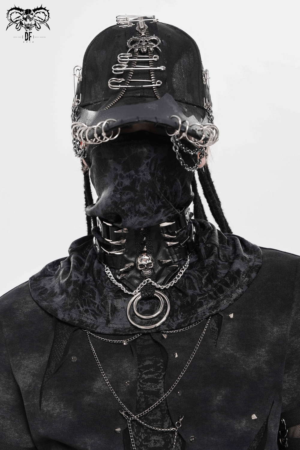 Bold Leather Choker with Spikes Accent and Metal Rings