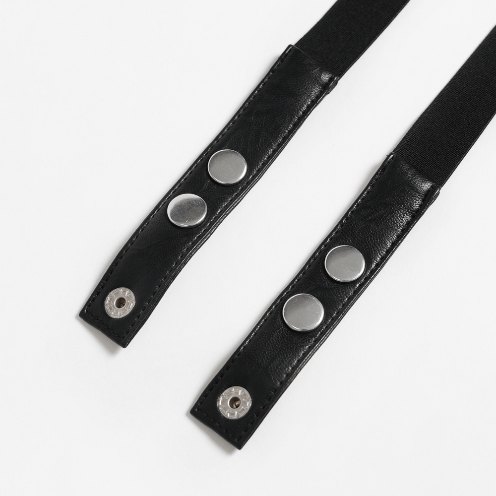 Bold Leather Choker with Spikes Accent and Metal Rings