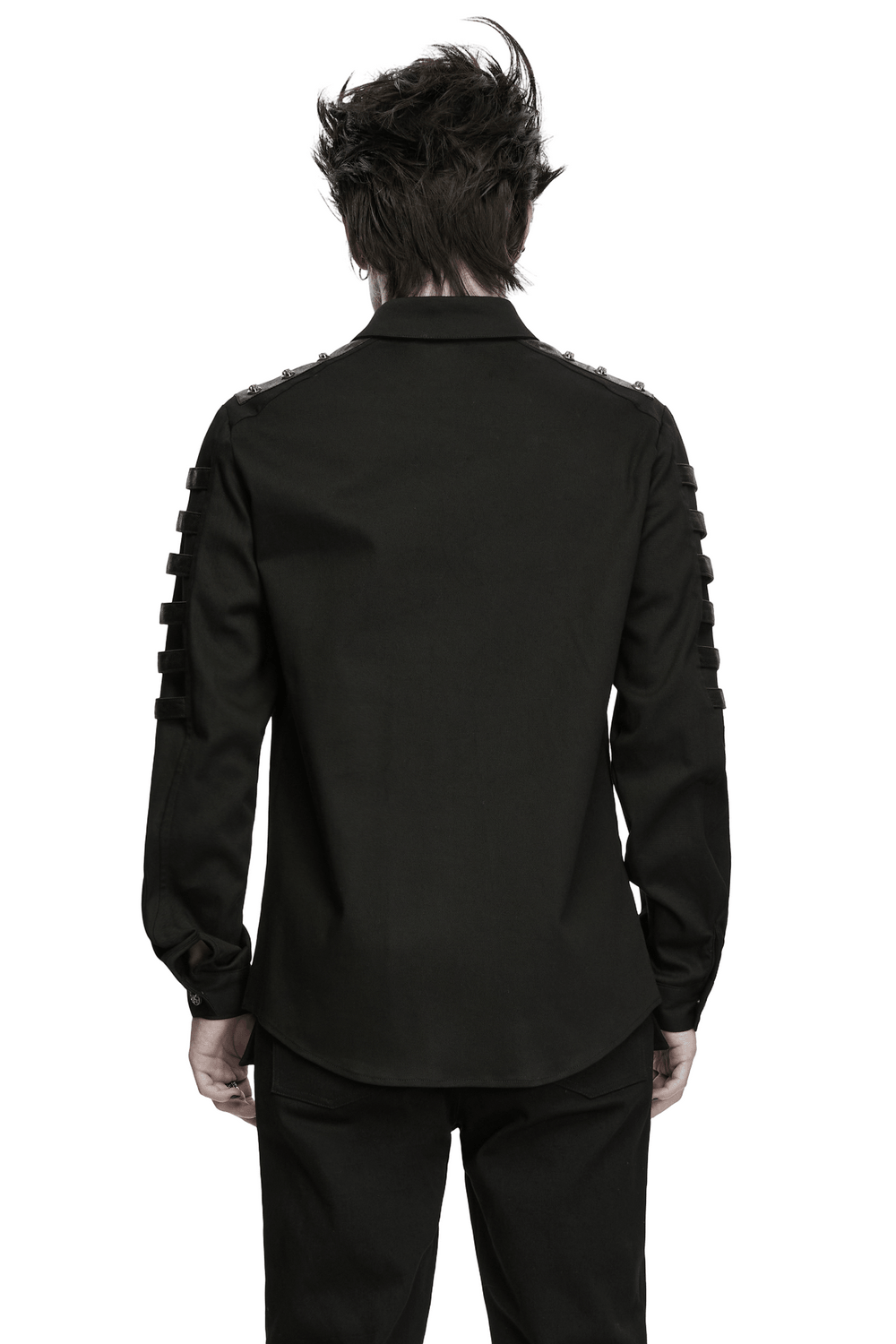 Bold Punk Strap Sleeved Cotton Cargo Shirt for Men
