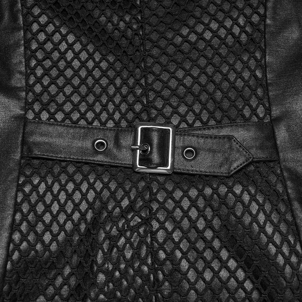 Bold Punk Vest with Cross Pendant and Adjustable Drawstrings