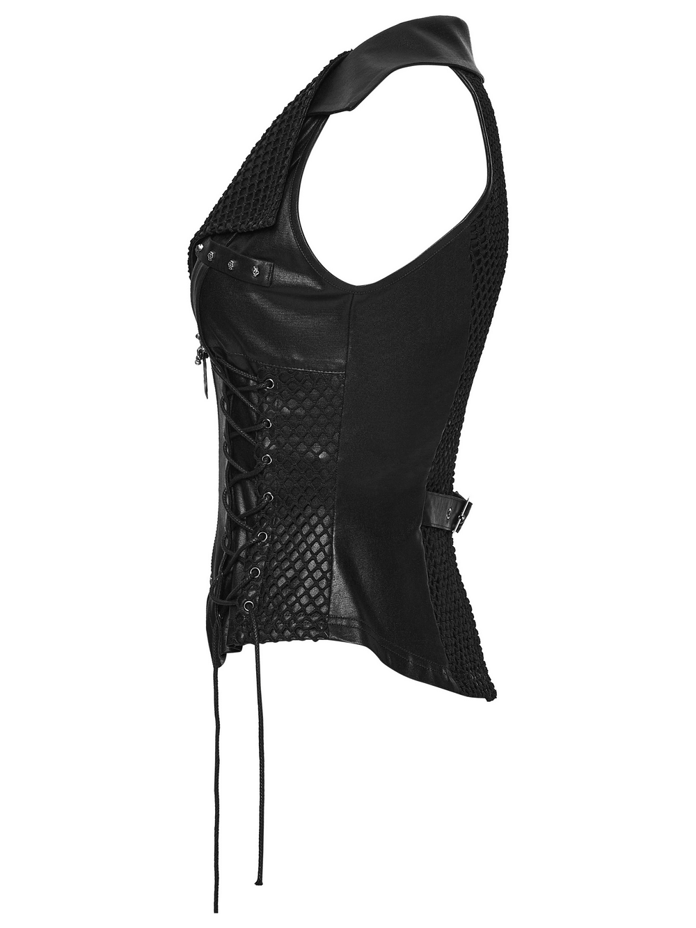 Bold Punk Vest with Cross Pendant and Adjustable Drawstrings