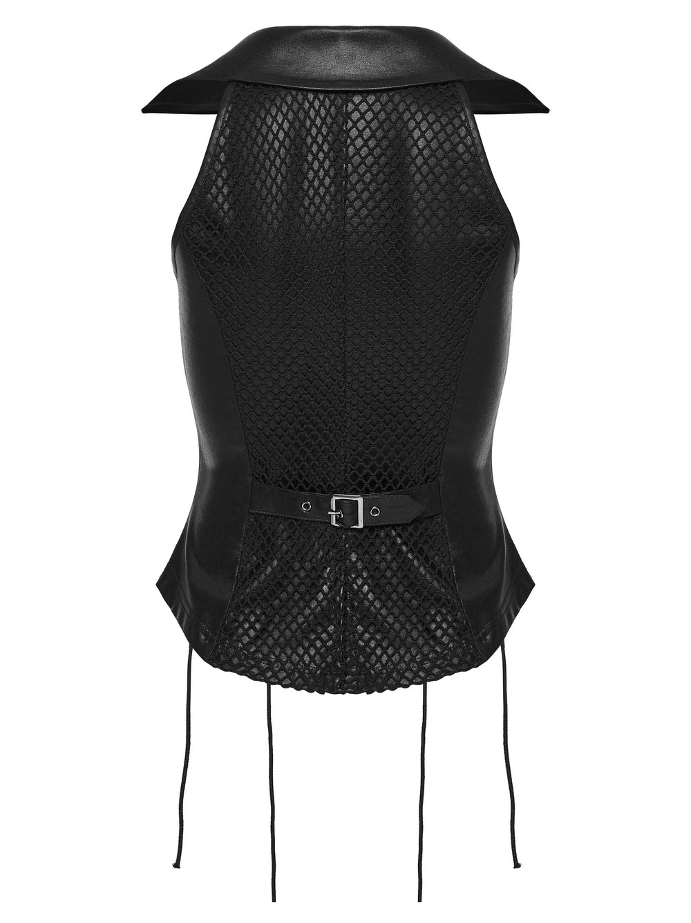 Bold Punk Vest with Cross Pendant and Adjustable Drawstrings