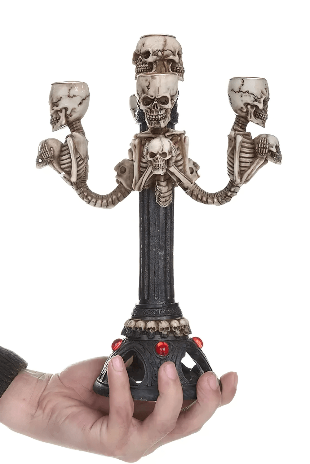 Bold Resin Skull Candelabra for Gothic Halloween Decor