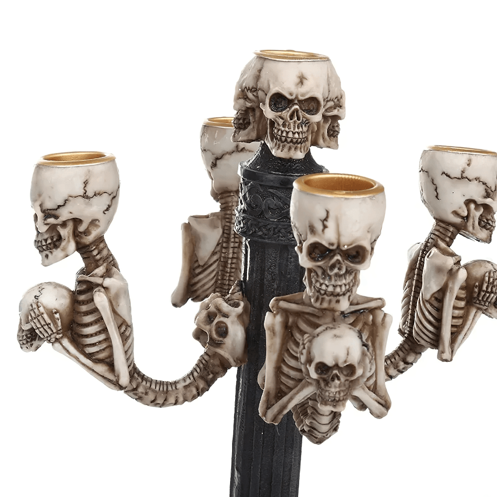 Bold Resin Skull Candelabra for Gothic Halloween Decor
