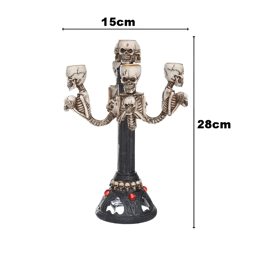 Bold Resin Skull Candelabra for Gothic Halloween Decor