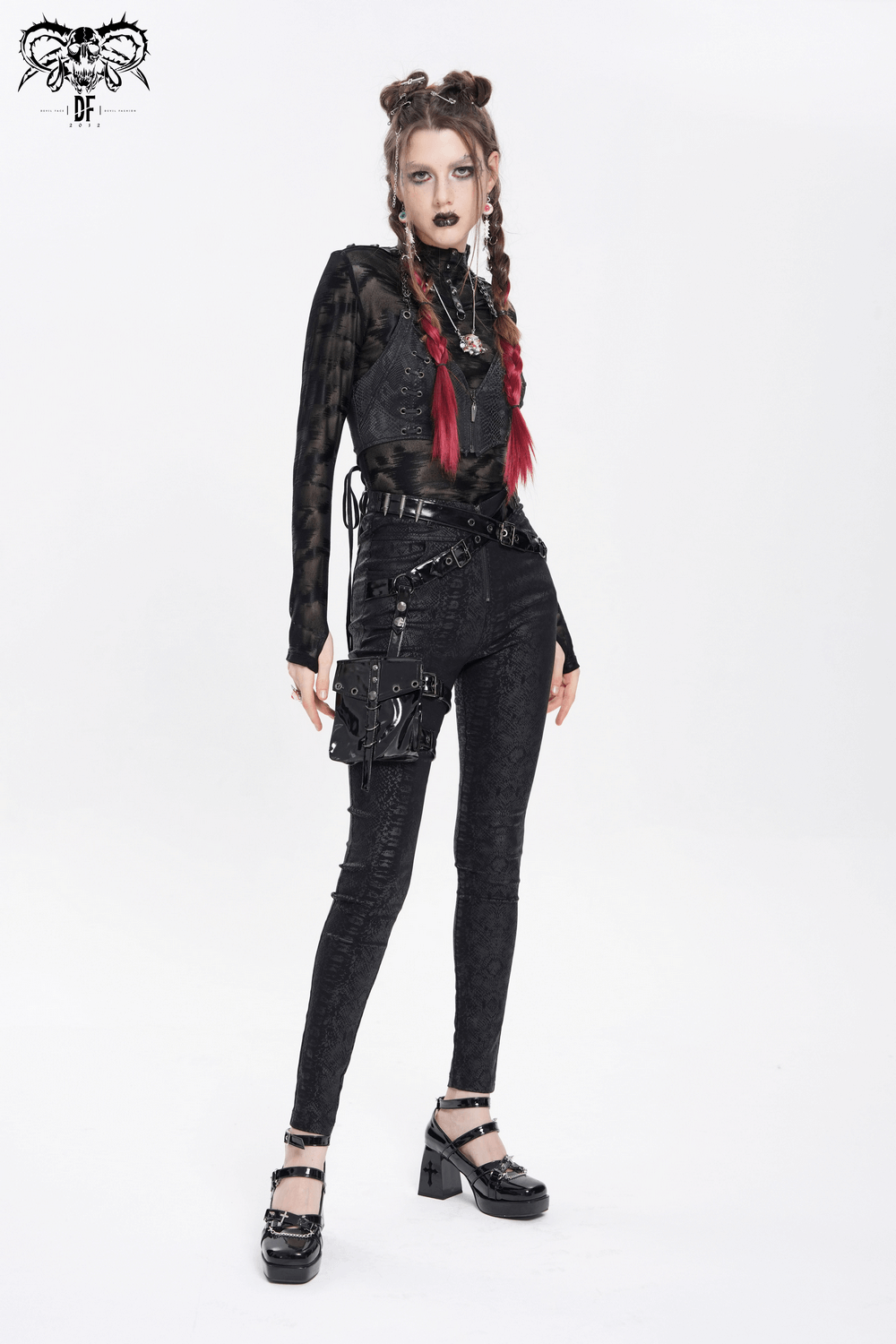Bold Skinny Pants with Straps and Detachable Side Pouch
