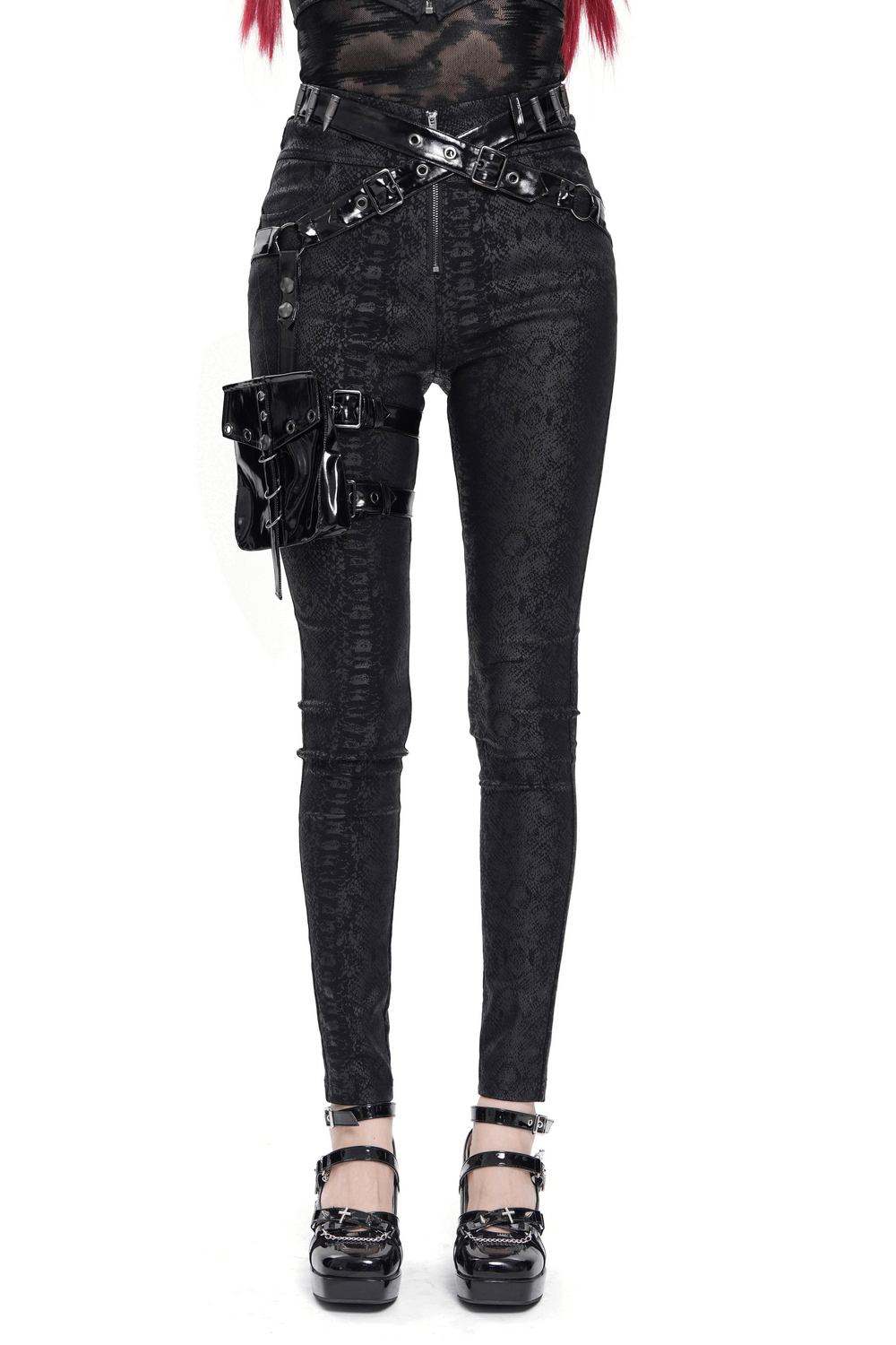 Bold Skinny Pants with Straps and Detachable Side Pouch