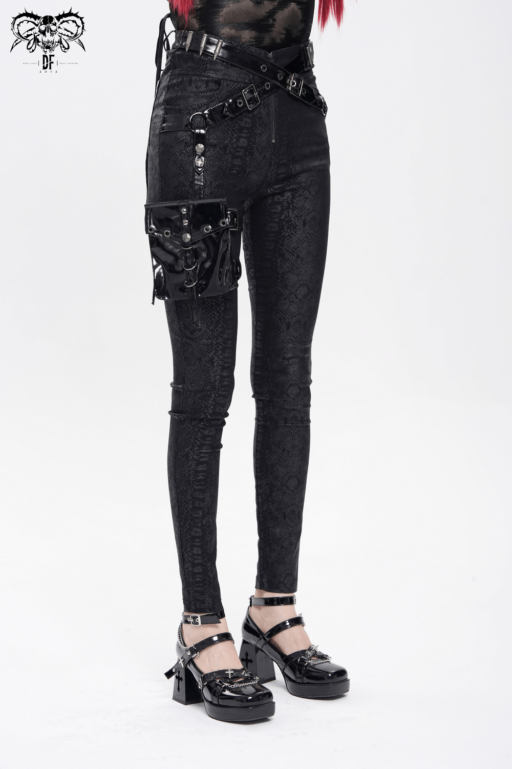 Bold Skinny Pants with Straps and Detachable Side Pouch