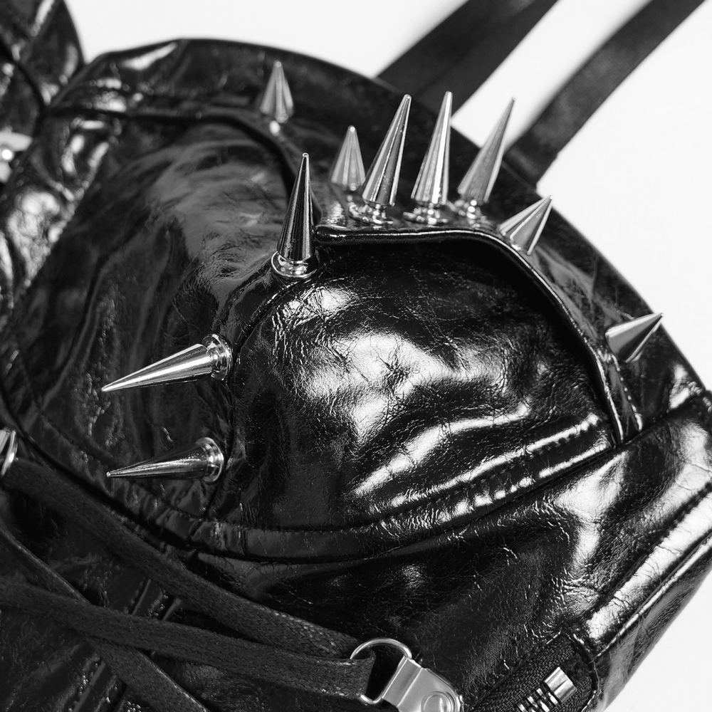 Bold Spike Corset Top with Lace Up Punk Hardware