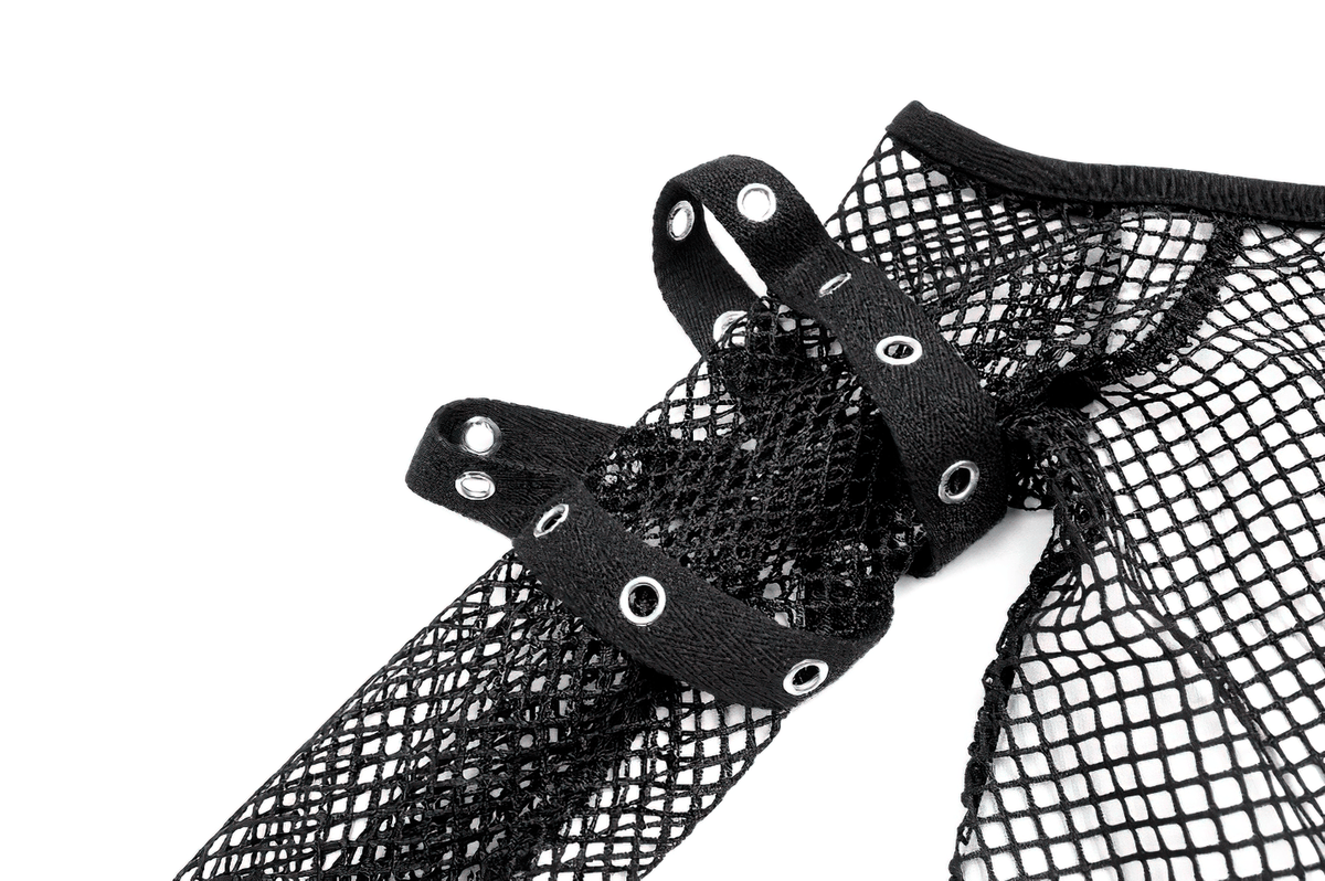 Bold Women's Fishnet Crop Top with Studded Strap Details