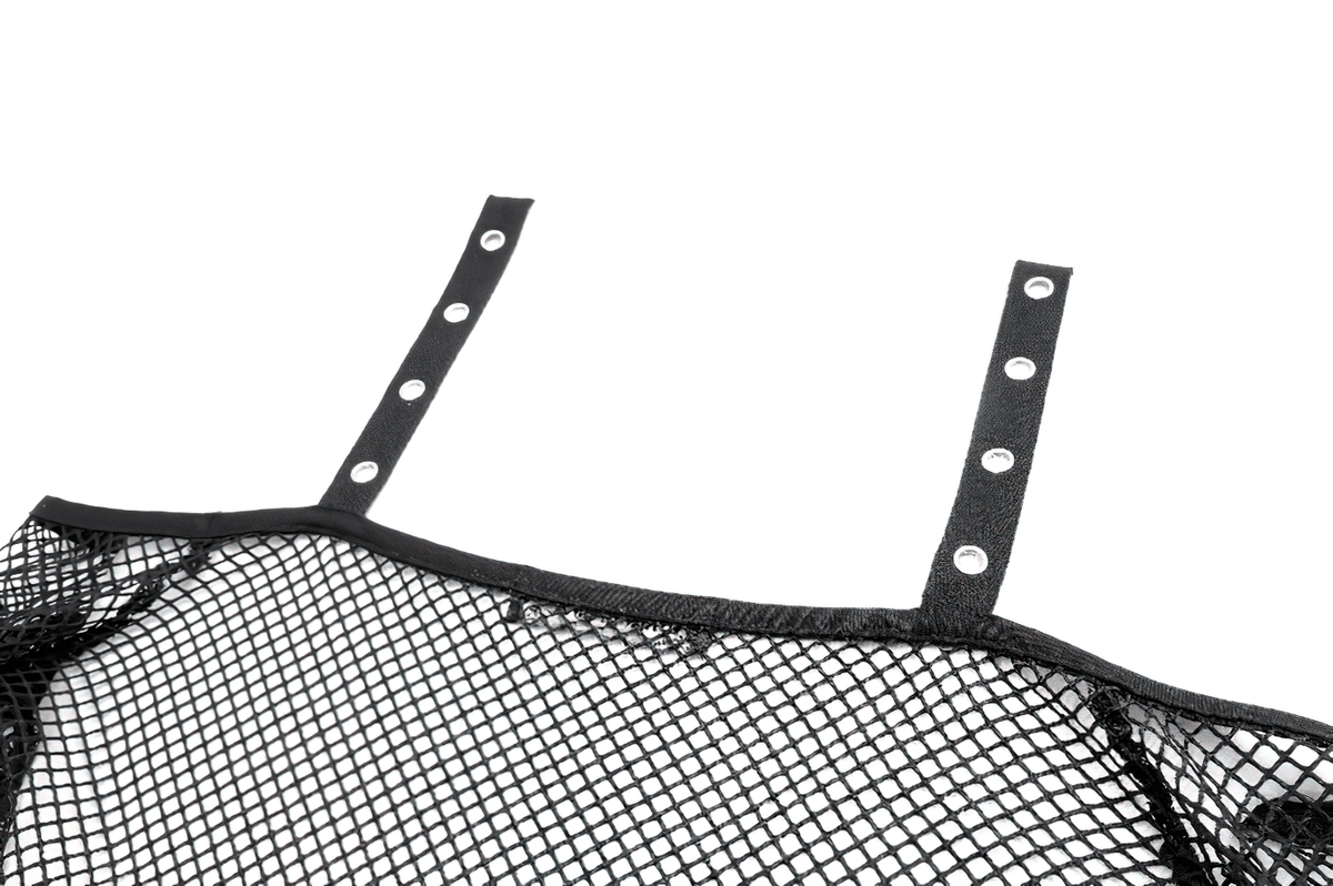 Bold Women's Fishnet Crop Top with Studded Strap Details