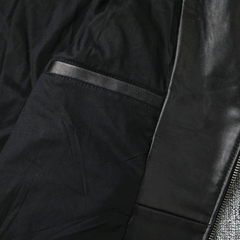 US SALE of Brand Genuine Leather Biker Jacket / Men's Classic Slim Jacket