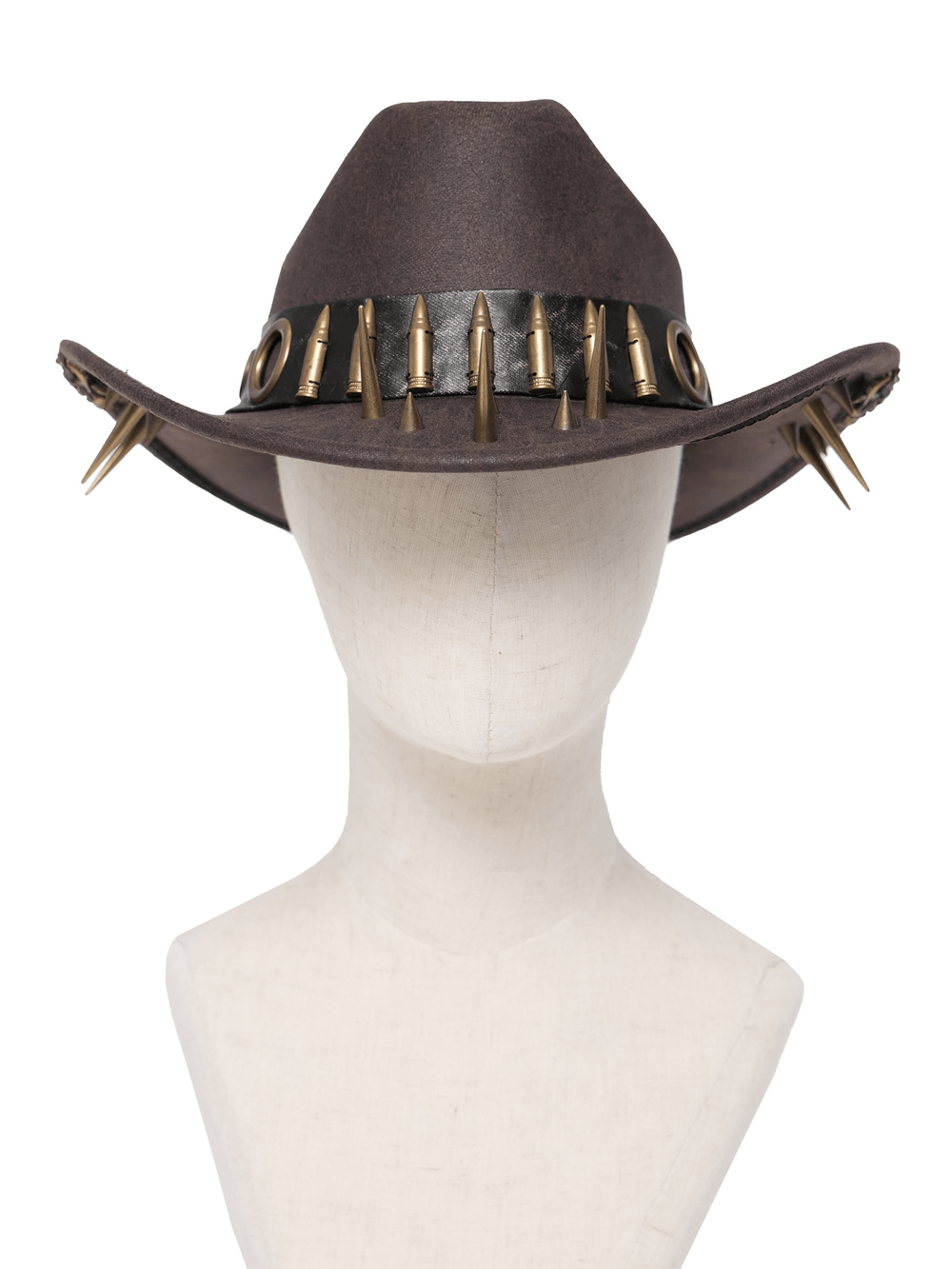 Brown Gothic Cowboy Hat with Resin Bullets and Studs