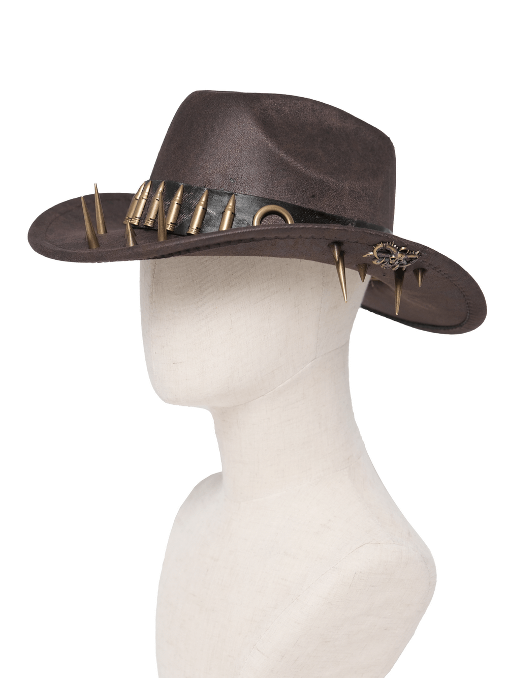 Brown Gothic Cowboy Hat with Resin Bullets and Studs