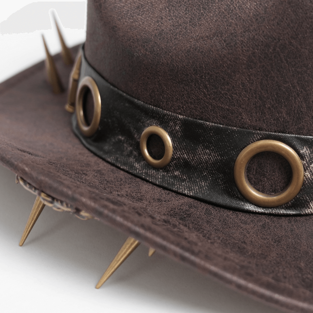 Brown Gothic Cowboy Hat with Resin Bullets and Studs
