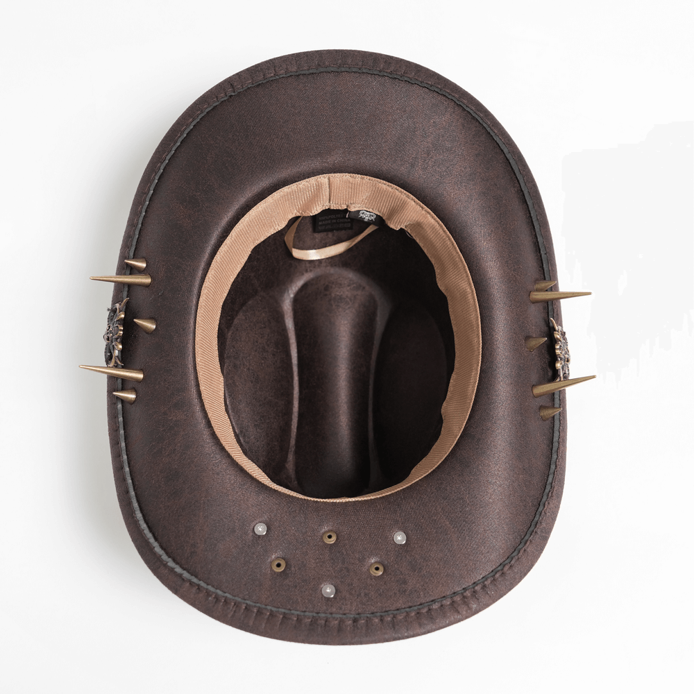 Brown Gothic Cowboy Hat with Resin Bullets and Studs