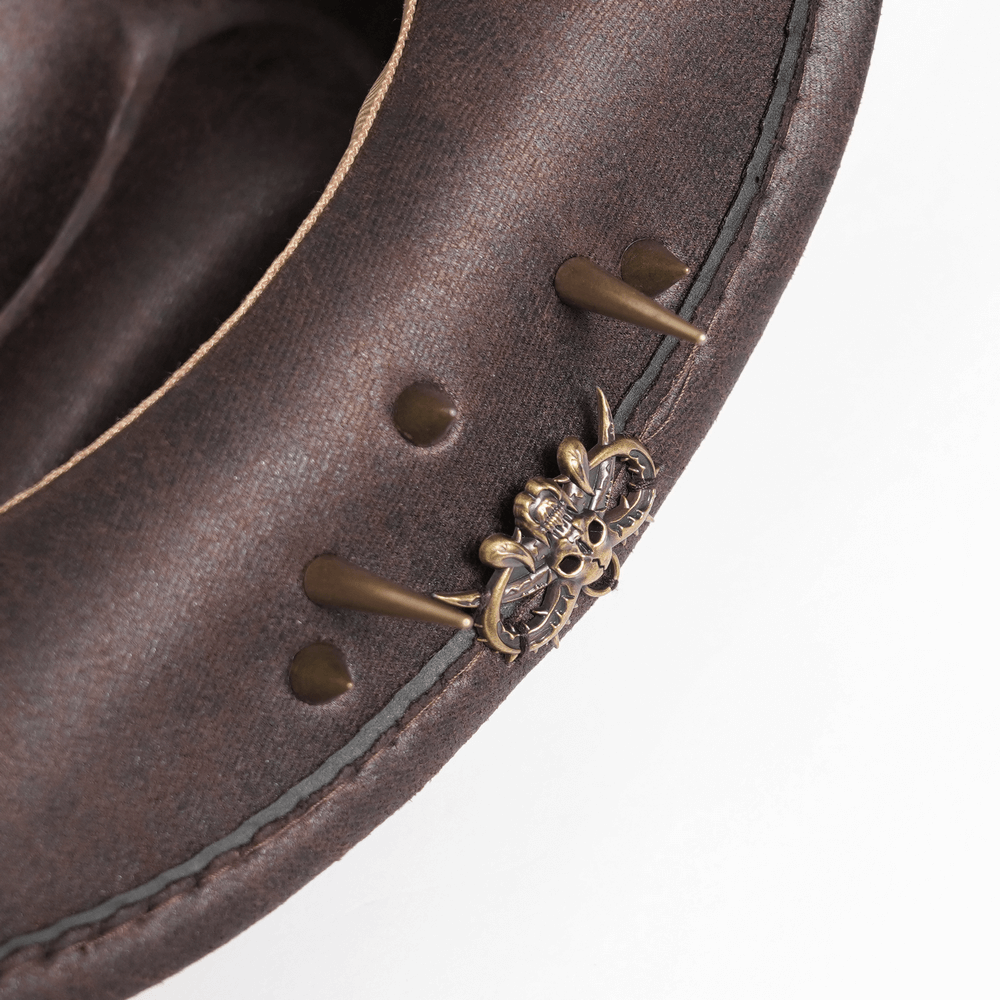 Brown Gothic Cowboy Hat with Resin Bullets and Studs